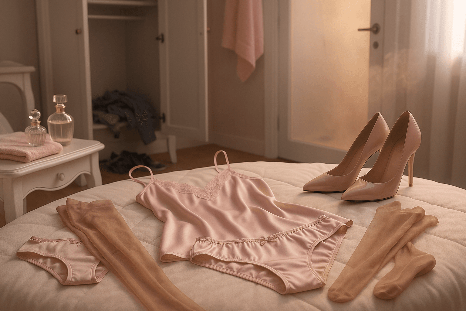 Feminine strip-tease outfit reference