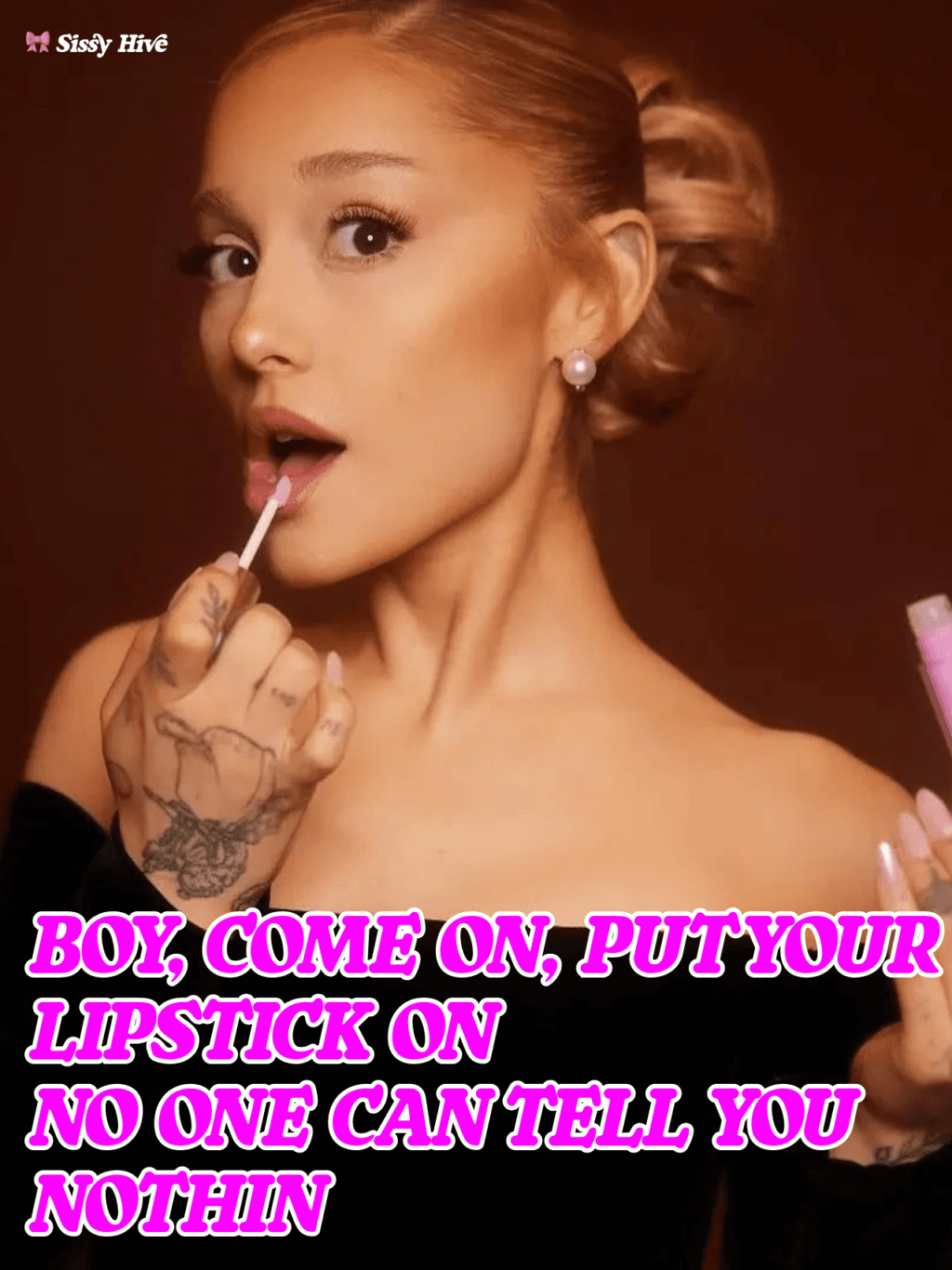 Ariana Grande Sissy Caption look for sissy girl