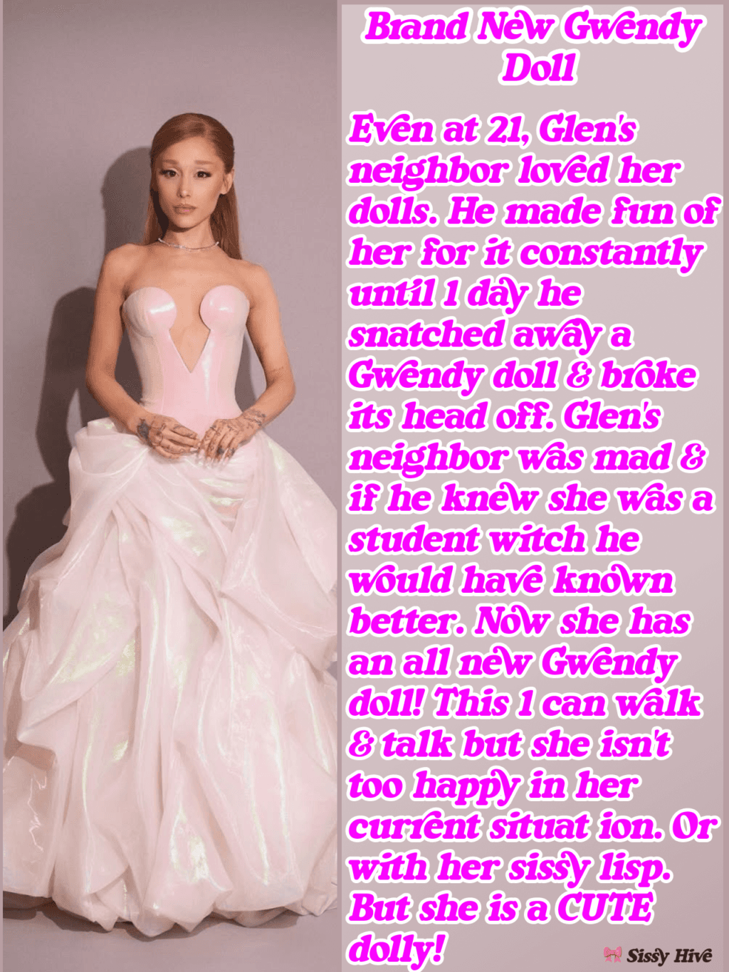 Sissy Caption for dress like Ariana Grande 