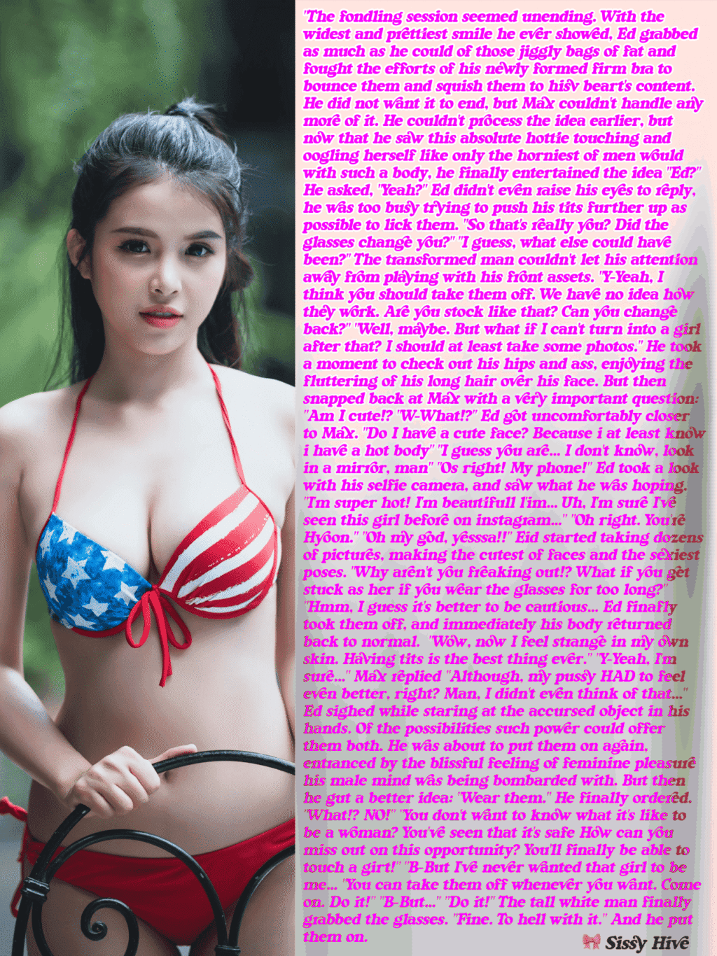 Asian Sissy lingre Look Caption