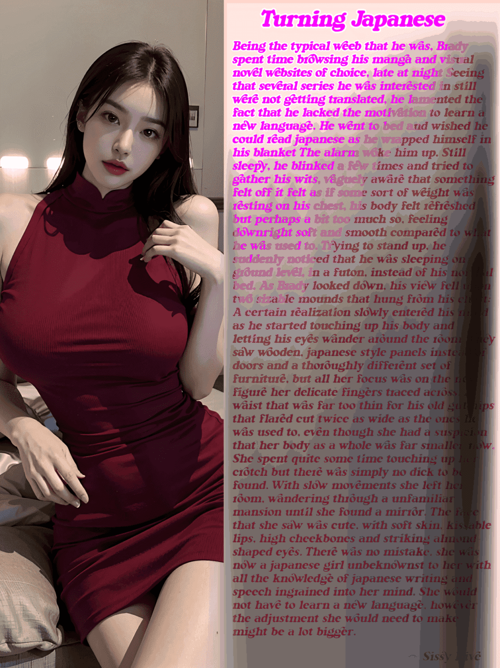 Asian Velvat dressup Sissy Captions